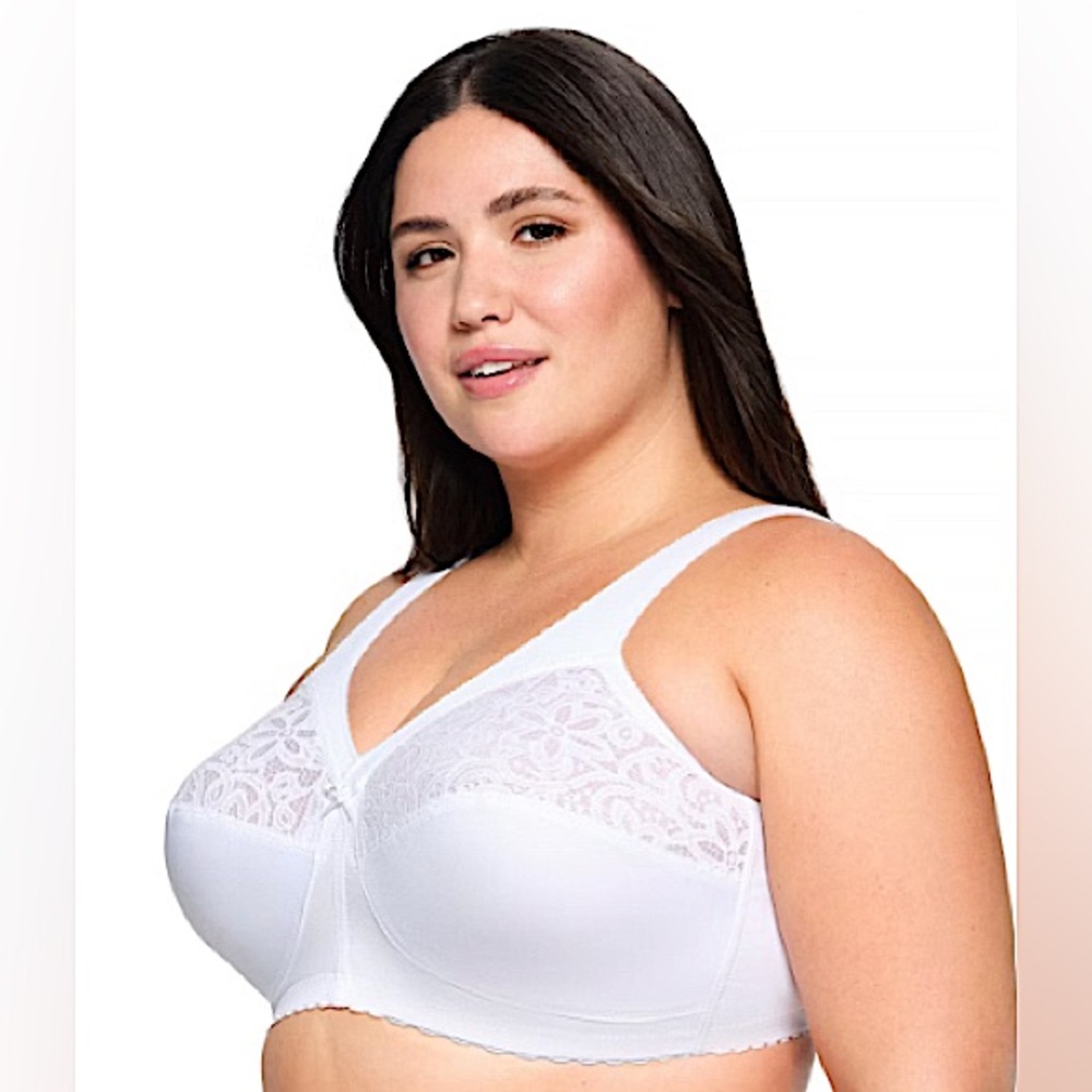 NEW Glamorise Womens MagicLift Cotton Support Wirefree Bra White 56B